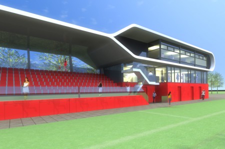 Nieuwe tribune op het trainingscentrum van FC Twente